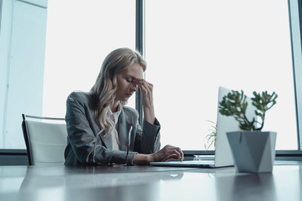 woman stressed at work